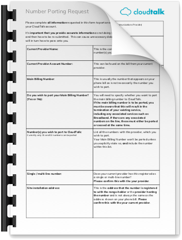 Cyber Freakz CloudTalk Porting Form